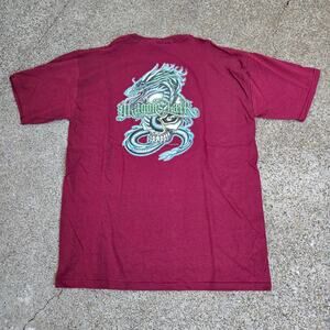 Vtg Y2k DRAGON LAIR Airbrush Skull Dragon Tribal Graphic Cyber Skate T Shirt Lg
